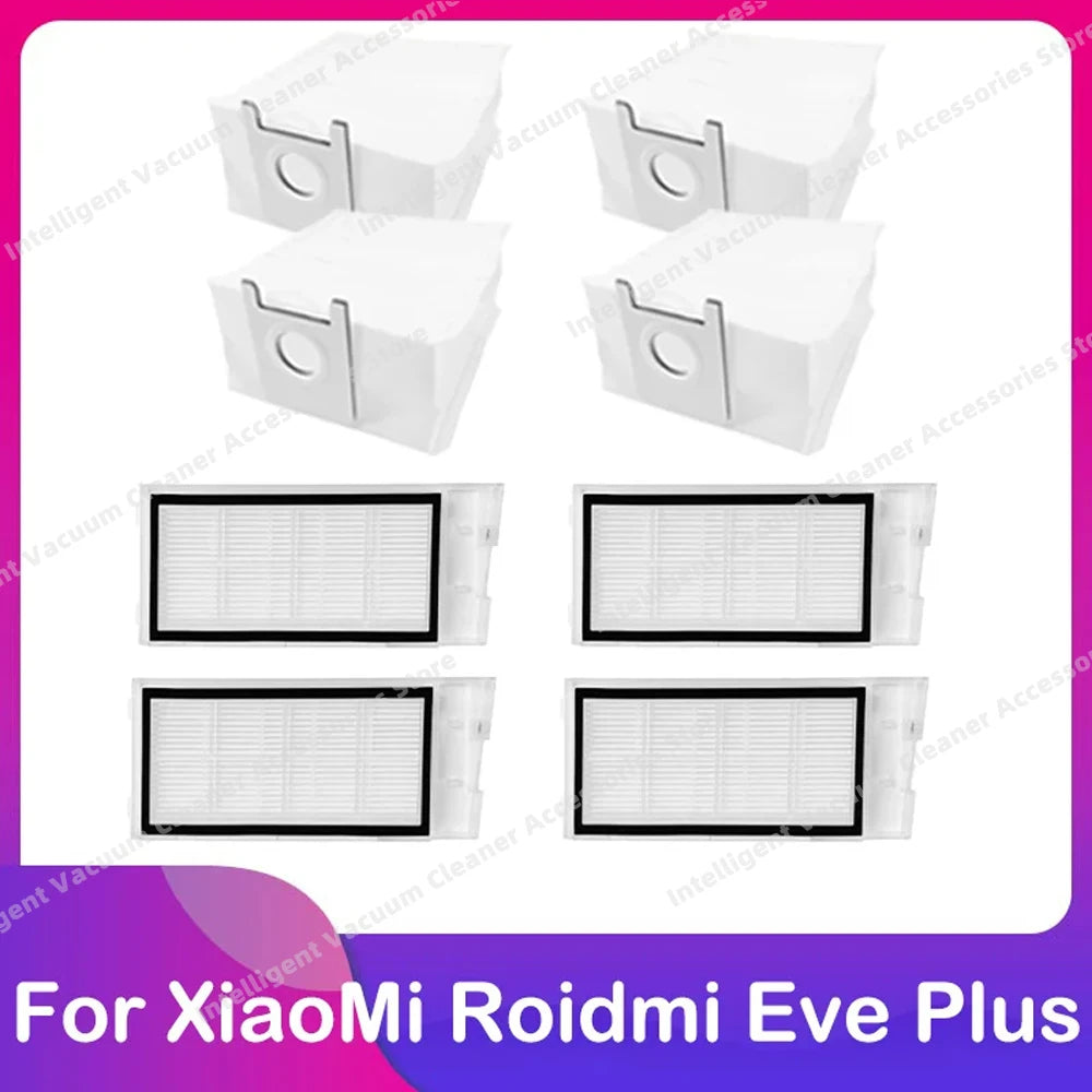 Compatible for Xiaomi Roidmi Eve Plus Robot Vacuum Cleaner Spare Main Side Brush HEPA Filter Dust Bag Mop Cloth Parts