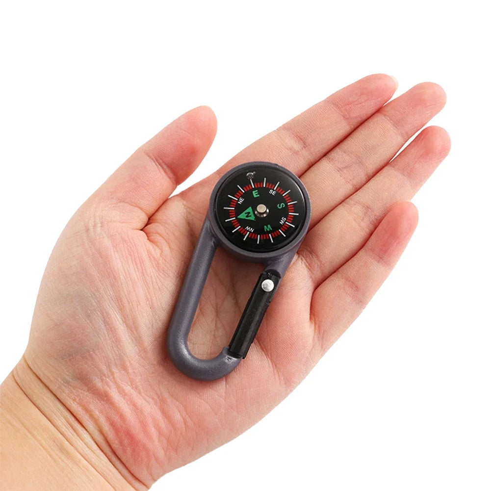 Mixed Colour Outdoor Camping Hiking Tactical Survival Mini Compass Carabiner Children's Toy Compass Small Gift
