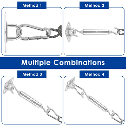 24pcs Sun Shade Sail Hardware Kit Heavy Duty Camping Tent Stainless Steel Sun Shade Sail Install Attachment Set Awning Accessory