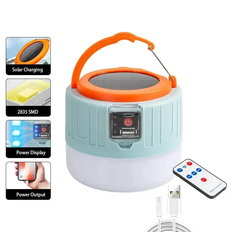 LED Solar Bulb Charging Remote Control Super Bright Emergency Lighting Bulb Outdoor Multifunctional Mobile Camping Tent Light