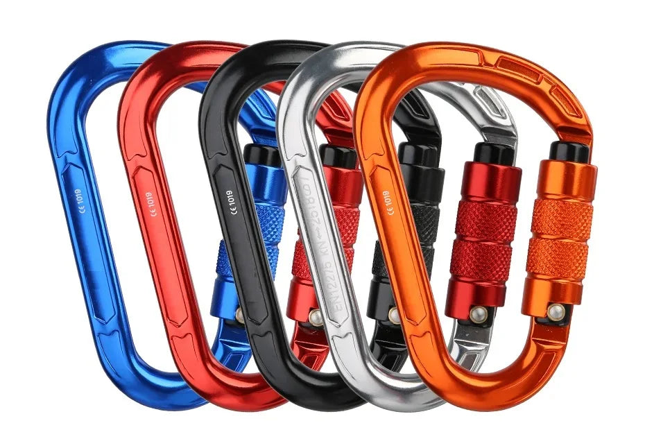 Rock Climbing Carabiner Pear-Shape Buckle 25kN Safety Auto Lock Spring-Loaded Gate Aluminum H-Carabiner Outdoor Kits