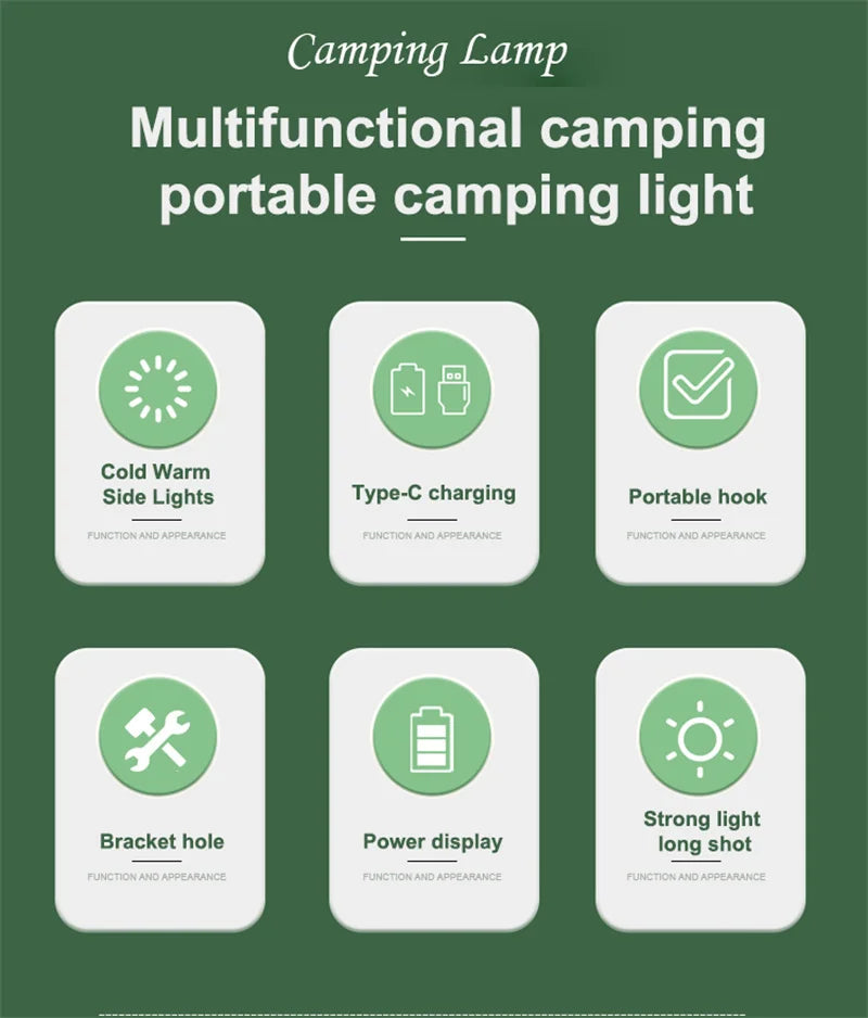 WEST BIKING Camping Tent Hanging Light Portable Camping Lanterns USB Rechargeable Led Light Camp Lamp for Outdoor Emergency