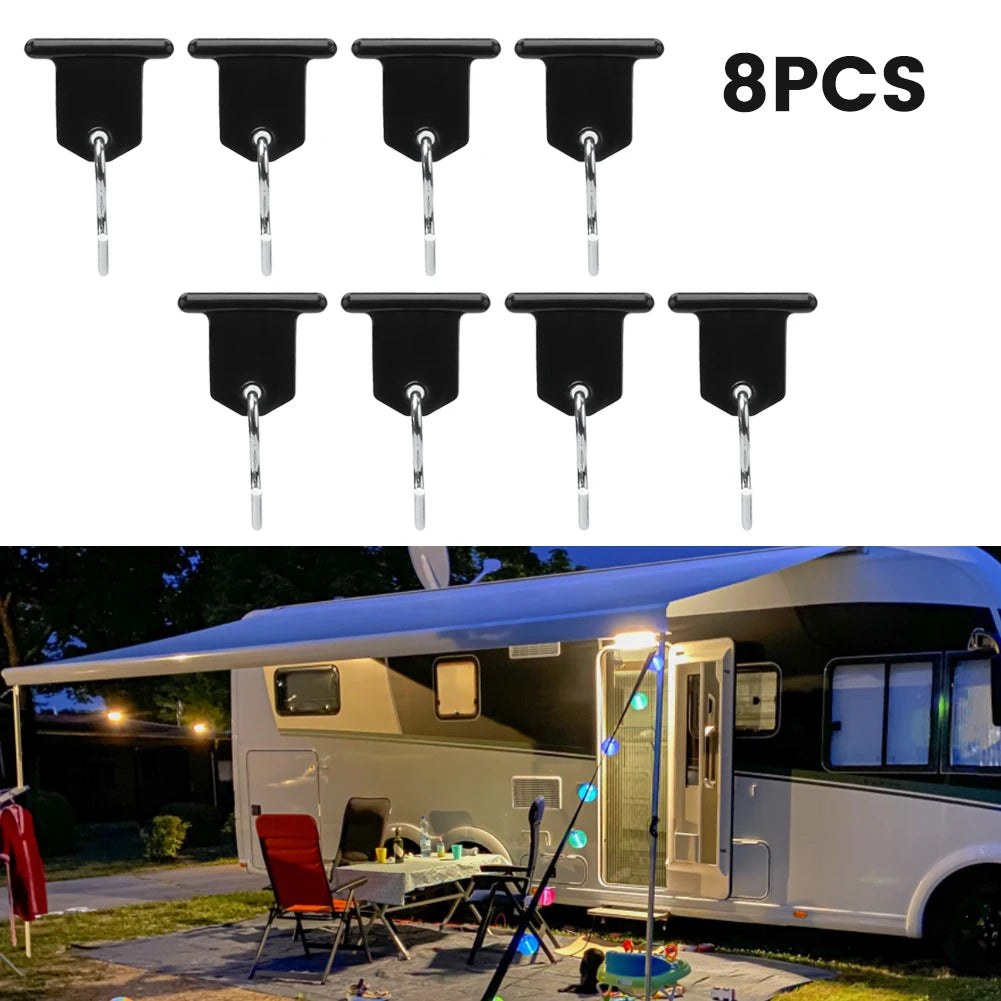 8pc S Shaped Camping Awning Hooks Rack With Holes RV Tent Hangers Light Party Hangers For Caravan Camper Van Accessories