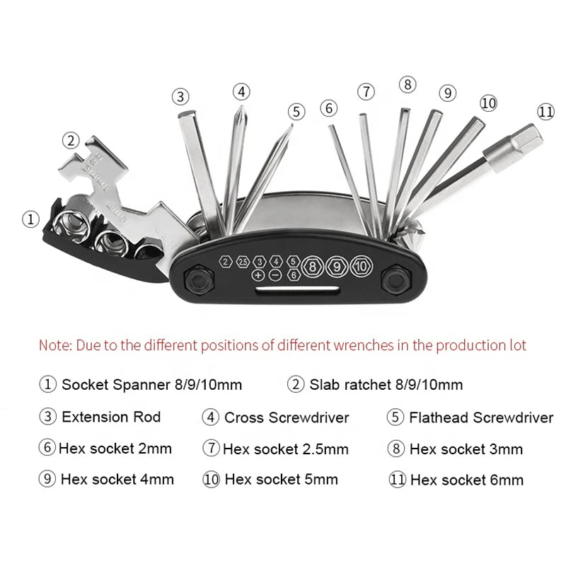 Multifunctional Bike Tool 16 In 1 Pocket Mini Bicycle Repair Tool Portable Bike Bicycle Screwdriver Repair Cycling Tool