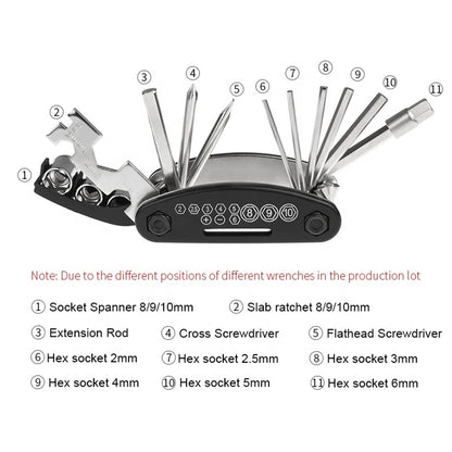 Multifunctional Bike Tool 16 In 1 Pocket Mini Bicycle Repair Tool Portable Bike Bicycle Screwdriver Repair Cycling Tool