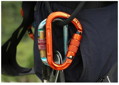 Rock Climbing Carabiner Pear-Shape Buckle 25kN Safety Auto Lock Spring-Loaded Gate Aluminum H-Carabiner Outdoor Kits