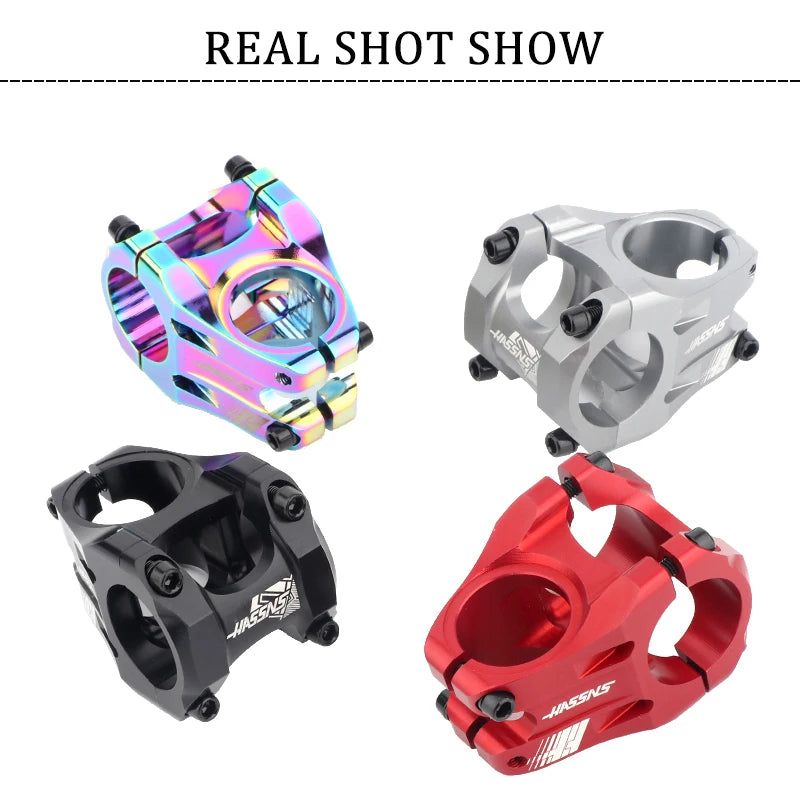HASSN CNC Stem Mtb Handlebar Stem 35mm Bicycle Short Power Road Bike 31.8 Table Bmx Bridge Pipe Cycling Power Adjustable Rod