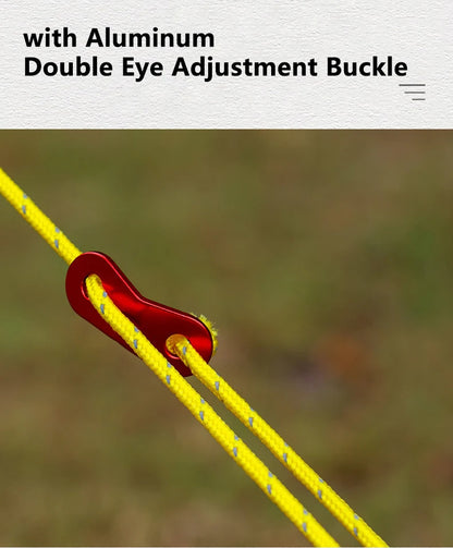 4mm Bold Sturdy Tent Rope High Reflective Luminous Windproof Tent Rope with Double Eye Buckle for Outdoor Camping,Dry,Bundle,Fix