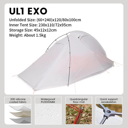 MOBI GARDEN Camping Tent Ultra Light Trekking Tent Portable Outdoor Hiking 20D