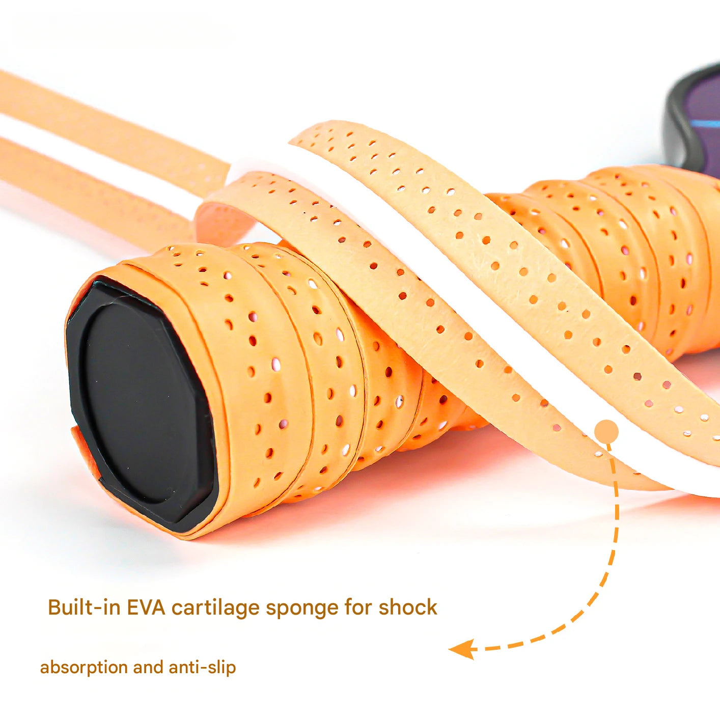 Pickleball Paddle Grip Rubber Wrapped with Binding Tape Keel Rubber Sweatband Covered with Film Anti Slip Breathable Hand Glue