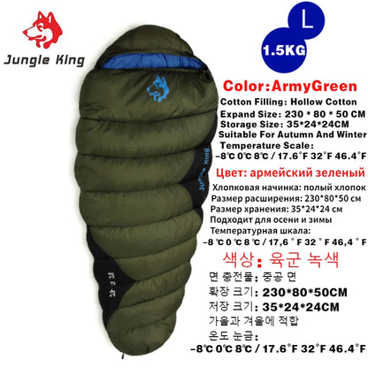 한국 특가 JUNGLE KING CY0903 Thickened Winter Cold Weather Waterproof Sleeping Bag Camping Hiking Supplies -8℃ Cotton Sleeping Bags