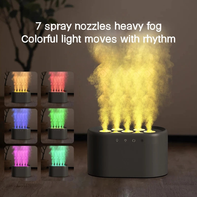Heavy Fog 7 Spray Nozzles Aroma Humidifier USB Electric Aroma Air Purifier with Pickup Light Sound Control Mist Air Humidifier
