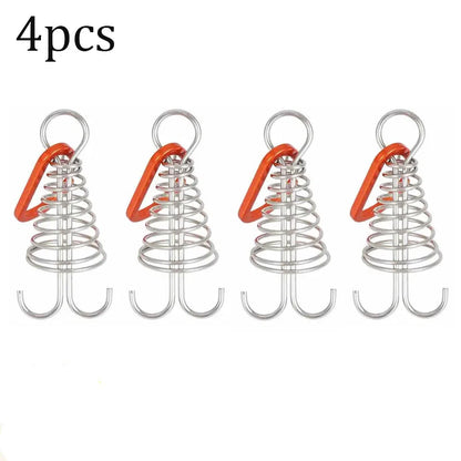 4pcs  outdoor camping octopus wind rope fixing buckle wooden deck gap fixing nail with spring tent wind rope hook