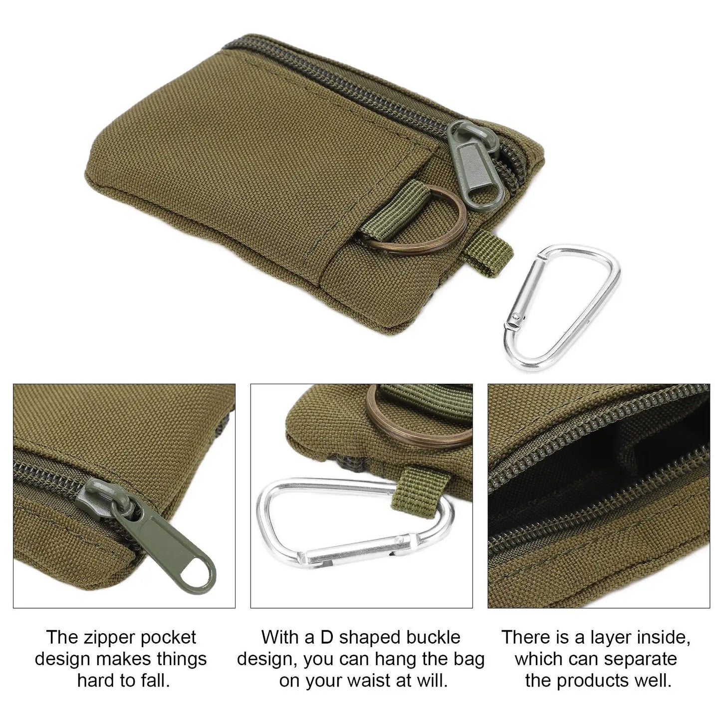 Compact Tear-Resistant Molle Pouch - Lightweight Portable Nylon Bag for outdoor Gear & Easy Access