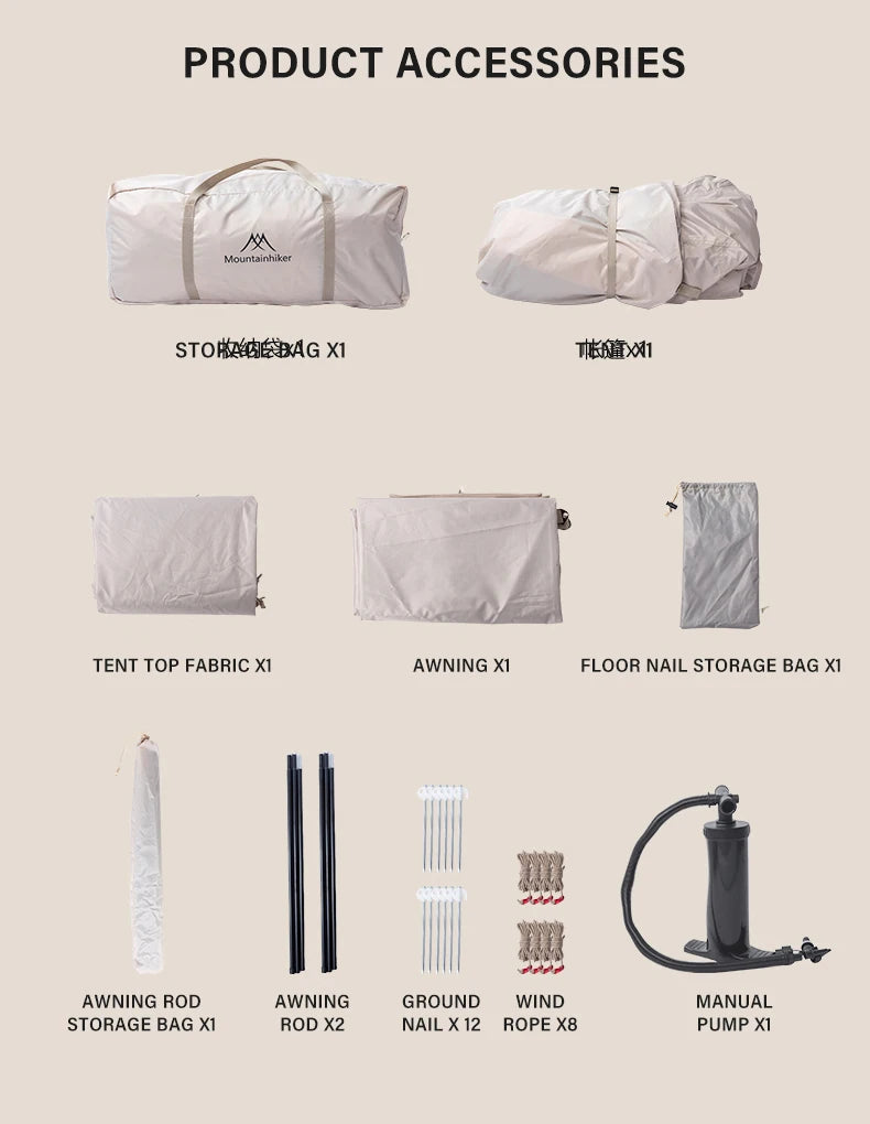 Outdoor Camping 3-4 Person Portable Waterproof Family Awning Beach Tent Quick Opening Fishing Tent Picnic Park Anti-UV Shade