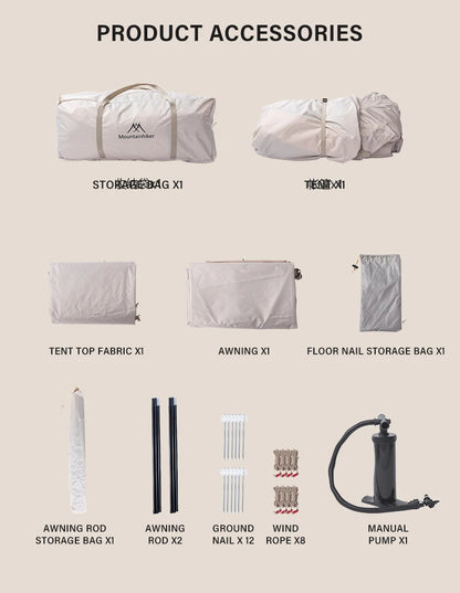 Outdoor Camping 3-4 Person Portable Waterproof Family Awning Beach Tent Quick Opening Fishing Tent Picnic Park Anti-UV Shade