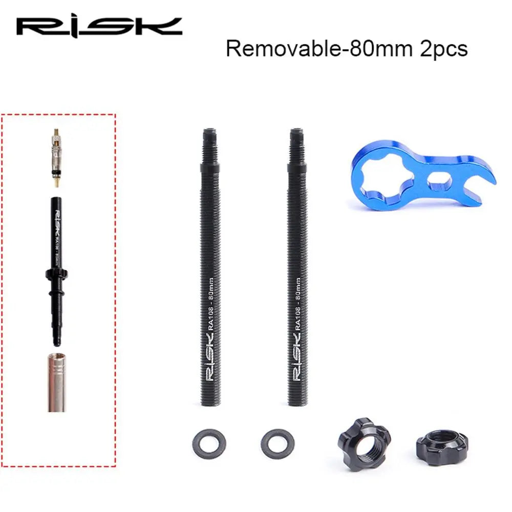 80mm Cycling Protection Accessories Bike Parts Bicycle Valves Nut Inner Tubes Extension Integrated Removable Valve Extender