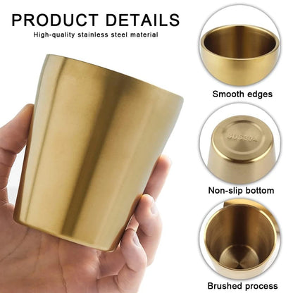 3pcs Stainless Steel304 Cup Outdoor Gear Stackable Cup Camping Cups Metal Coffee Travel Cup Sets Portable Drink-ware Gold