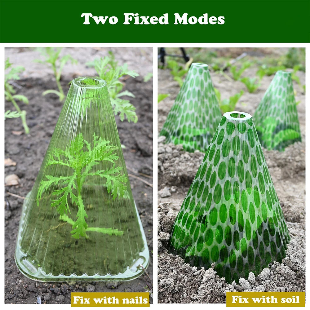 5Pcs Growth Box Planting Tent Reusable Square Use Plant Clock Cover To Protect Plants From Bird Frost and Snail Damage Green