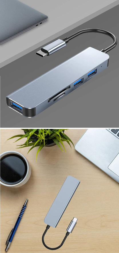 Type C+ USB HUB USB3.0 Dongle USB2.0 Disk Extend Adapter Cable Splitter Phone Charger Dock Micro SD TF Memory Card Reader Writer