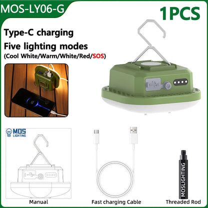 MOSLIGHTING USB Fast Rechargeable Camping Lantern Mobile Phone APP Smart Hanging Tent Lamp Portable Flashlights Night Lights LED