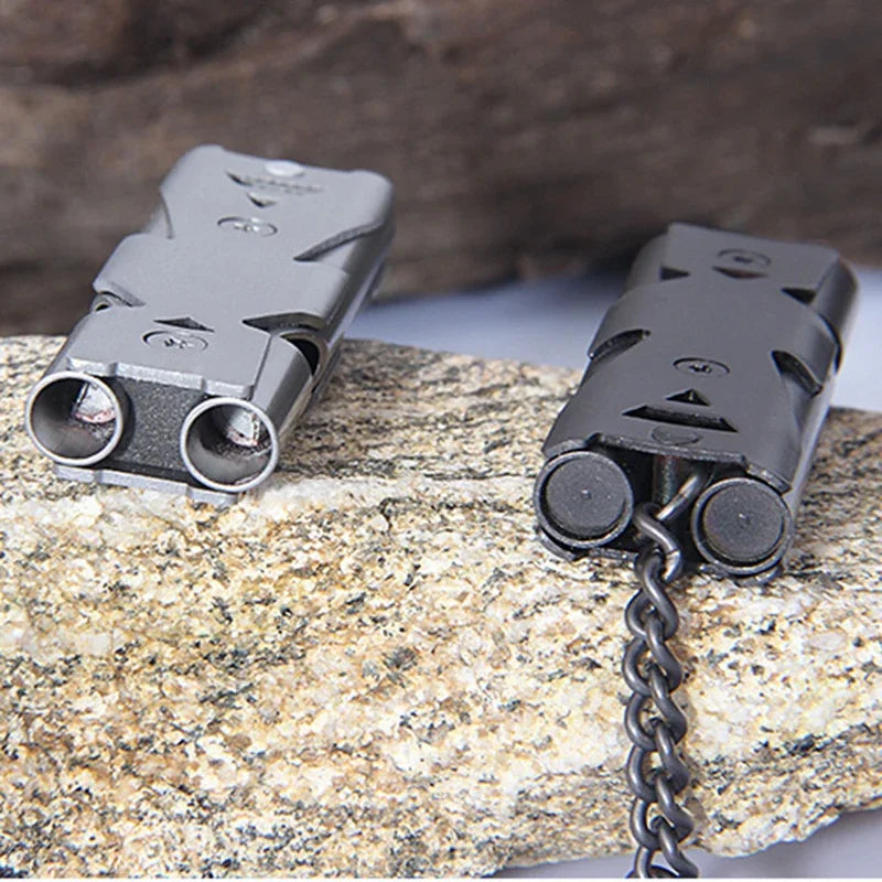 Portable Whistle 180 db Aluminum Alloy Double Tube Lifesaving Emergency SOS Safety Survival Tool Kit Outdoor Camping Equipment