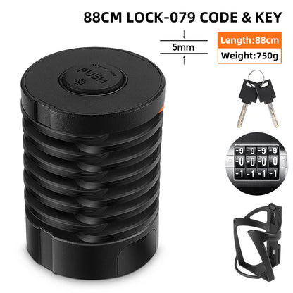 WEST BIKING Foldable Bike Lock Key Password Security Anti-Theft Lock MTB Road Bicycle Scooter Electric Bike Cycling Chain Lock