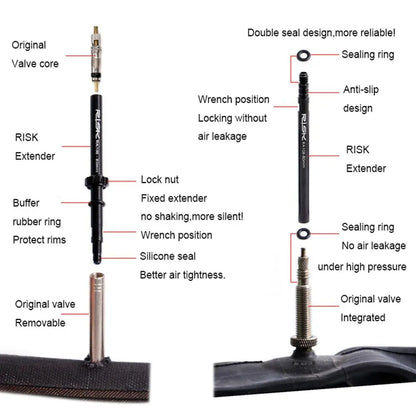 80mm Cycling Protection Accessories Bike Parts Bicycle Valves Nut Inner Tubes Extension Integrated Removable Valve Extender