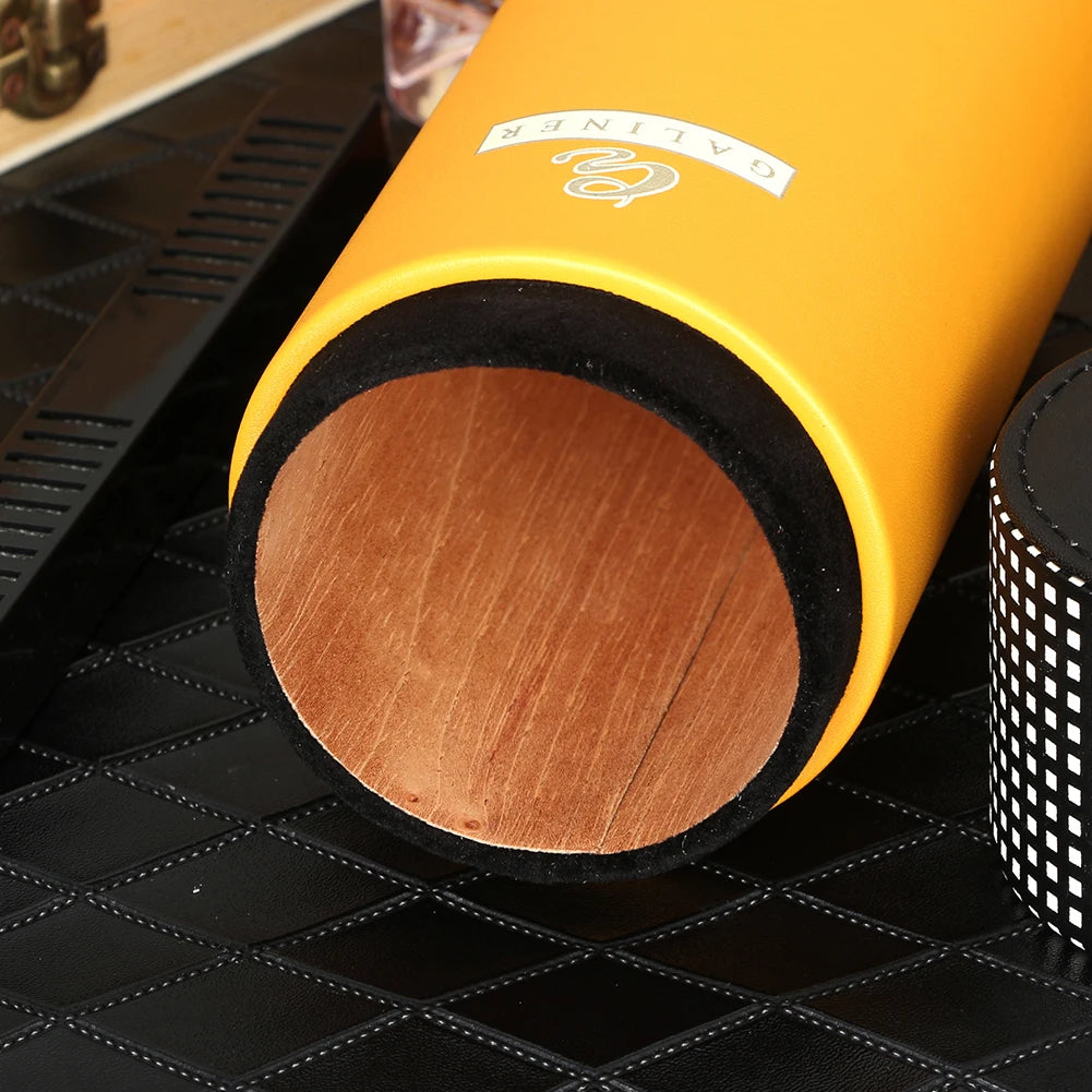 GALINER Cedar Wood Travel Humidor Cigar Box Portable Leather Cigars Case With Hygrometer Humidifier Black Cigar Tube