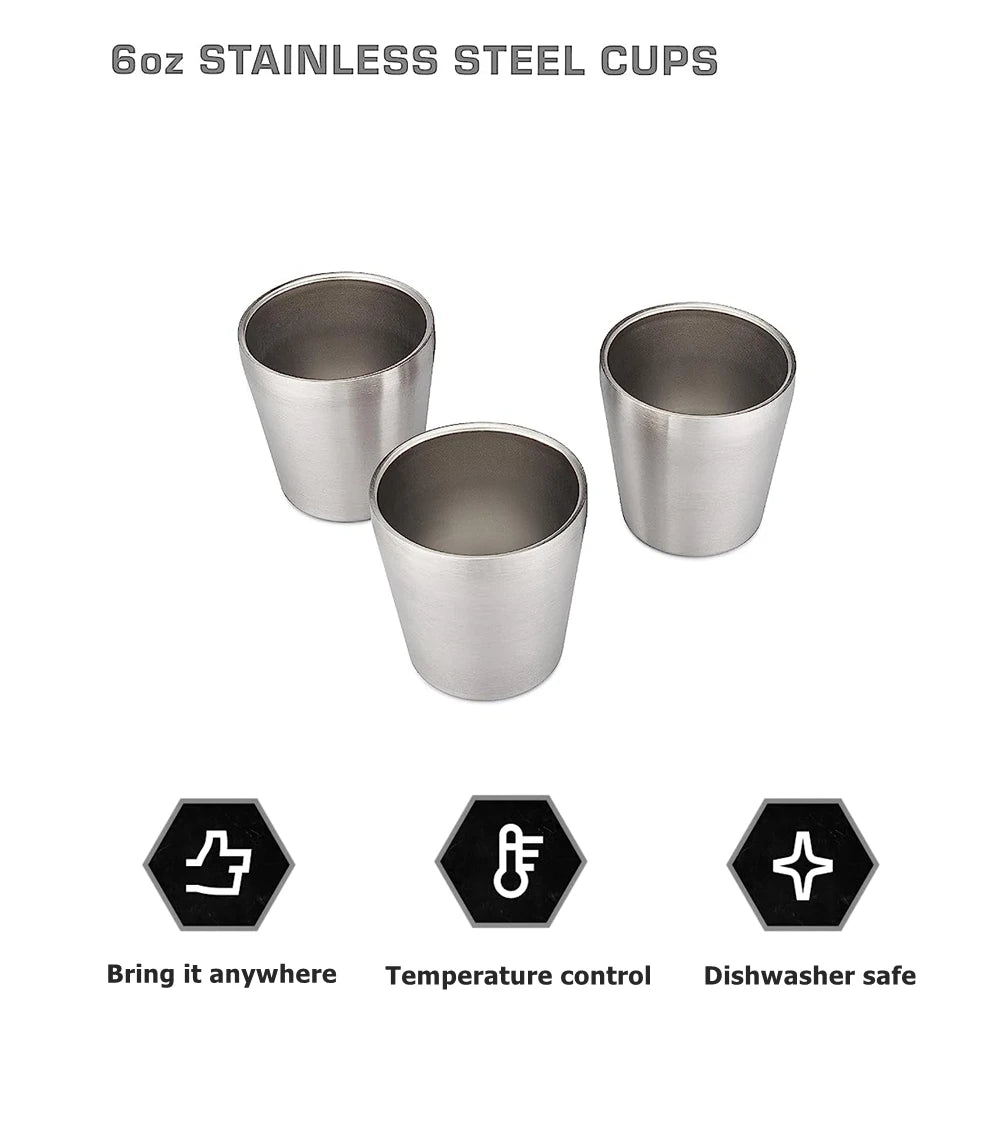 3pcs Stainless Steel304 Cup Outdoor Gear Stackable Cup Camping Cups Metal Coffee Travel Cup Sets Portable Drink-ware Gold