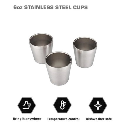 3pcs Stainless Steel304 Cup Outdoor Gear Stackable Cup Camping Cups Metal Coffee Travel Cup Sets Portable Drink-ware Gold