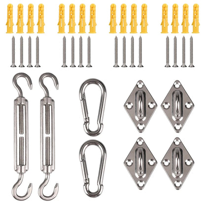 24pcs Sun Shade Sail Hardware Kit Heavy Duty Camping Tent Stainless Steel Sun Shade Sail Install Attachment Set Awning Accessory