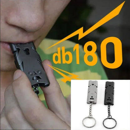 Safety Alloy Lifesaving Camping Equipment Db Tool Portable Outdoor Double Survival Tube Aluminum Kit Emergency Whistle 180
