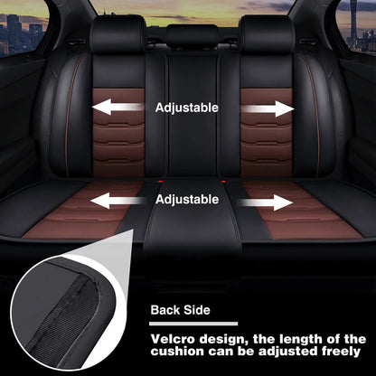 Full Set Leather Car Seat Cover 5-Seat Front + Rear Protectors For Toyota RAV4
