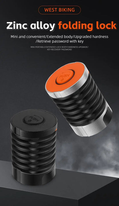 WEST BIKING Foldable Bike Lock Key Password Security Anti-Theft Lock MTB Road Bicycle Scooter Electric Bike Cycling Chain Lock