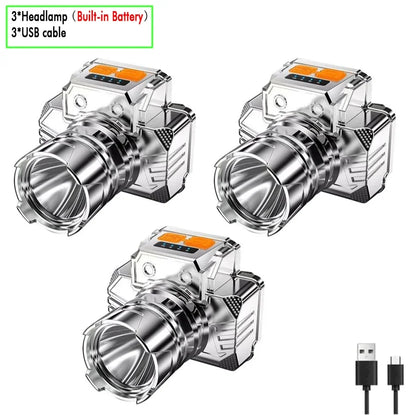 Rechargeable LED Headlamp Super Bright with 5 Modes Zoom Torch Head Lamp Motion Sensor Head Lights For Camping Running Cycling