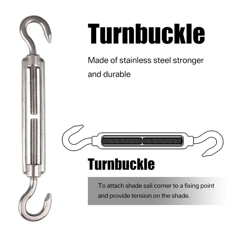 24pcs Sun Shade Sail Hardware Kit Heavy Duty Camping Tent Stainless Steel Sun Shade Sail Install Attachment Set Awning Accessory