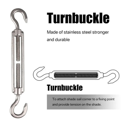 24pcs Sun Shade Sail Hardware Kit Heavy Duty Camping Tent Stainless Steel Sun Shade Sail Install Attachment Set Awning Accessory