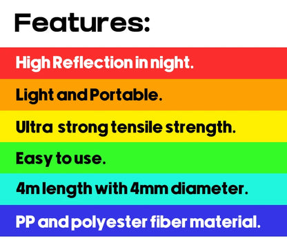 4mm Bold Sturdy Tent Rope High Reflective Luminous Windproof Tent Rope with Double Eye Buckle for Outdoor Camping,Dry,Bundle,Fix