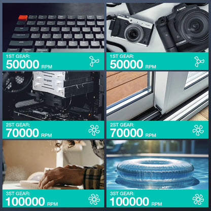 MECO ELEVERDE Compressed Air Duster, Air Blower with LED Light, 3-Gear to 100000RPM, Electric Air Duster for PC/Keyboard Cleaner