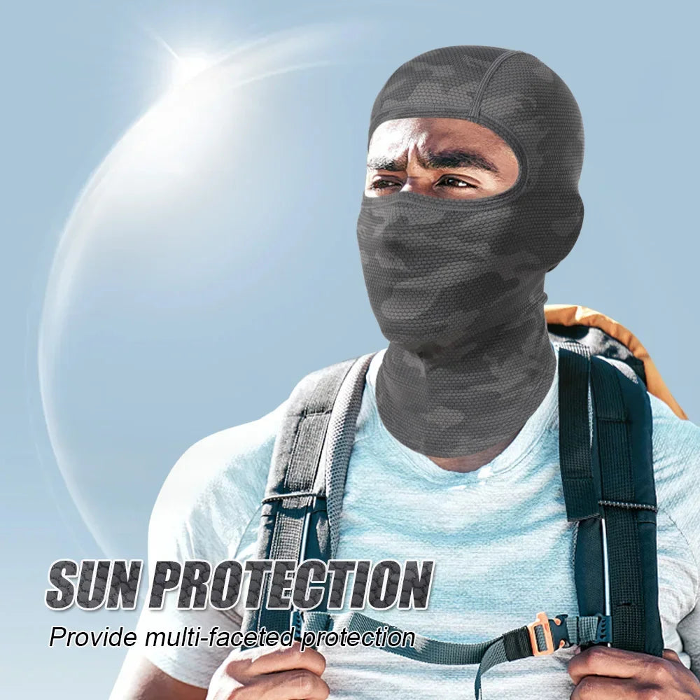 Cycling Full Face Balaclava Cooling Face Mask Breathable Ice Silk Wicking Absorbent Headgear for Bicycle Helmet Riding Gear Men