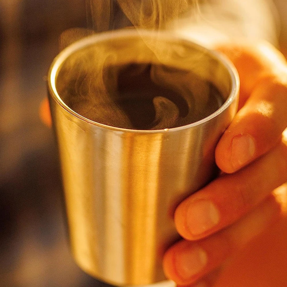 3pcs Stainless Steel304 Cup Outdoor Gear Stackable Cup Camping Cups Metal Coffee Travel Cup Sets Portable Drink-ware Gold