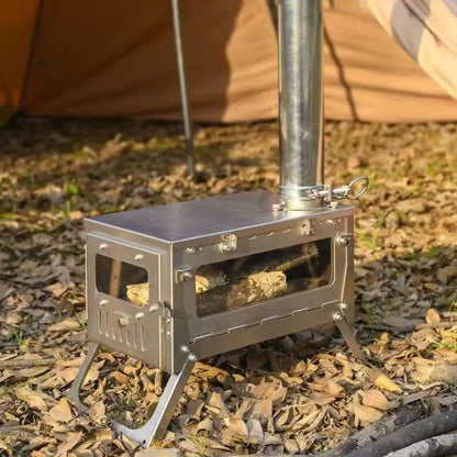 Camping Firewood Stove Tent Wood Heater Outdoor Ultralight  Burner Folding Portable Brazier Stainless Steel Furnace with Chimney