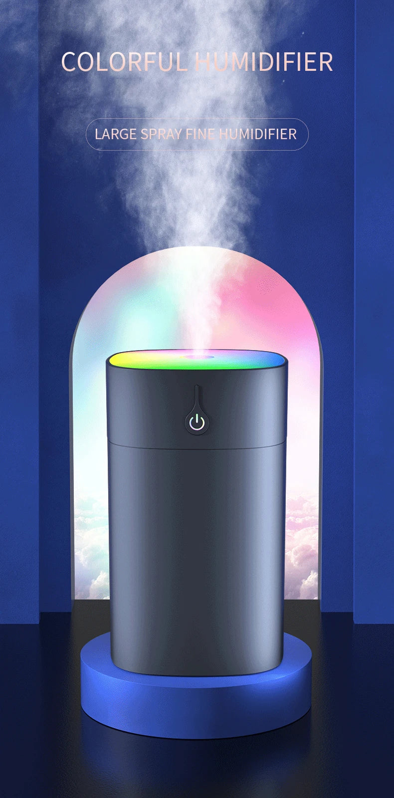 Colorful Humidifier 1 Home USB Portable Humidifier with Atmosphere Color Light Night Light Air Purification Humidifier