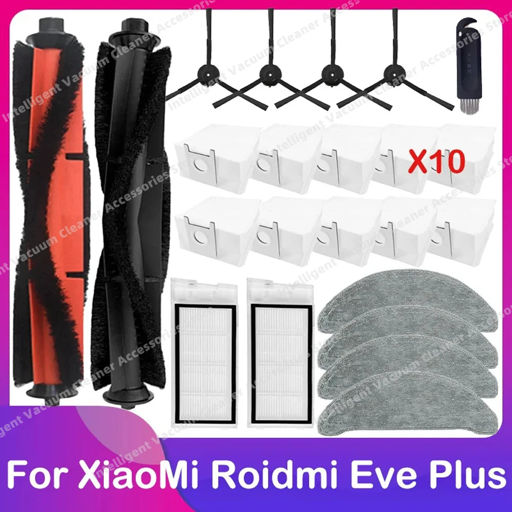 Compatible for Xiaomi Roidmi Eve Plus Robot Vacuum Cleaner Spare Main Side Brush HEPA Filter Dust Bag Mop Cloth Parts