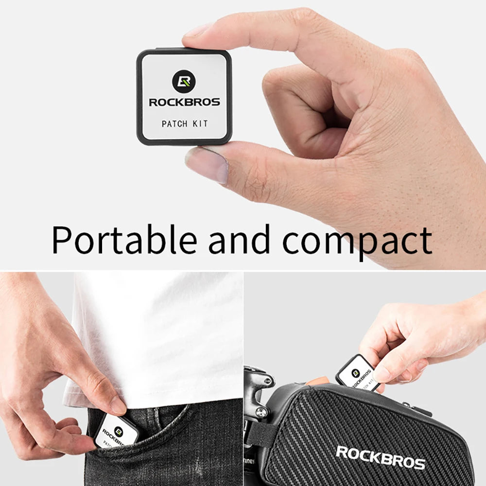 ROCKBROS Bicycle Flat Tire Repair Kit Tool Glue-free Portable Rubber Fetal Repair Bike Inner Tube Puncture Patch Repair Tools