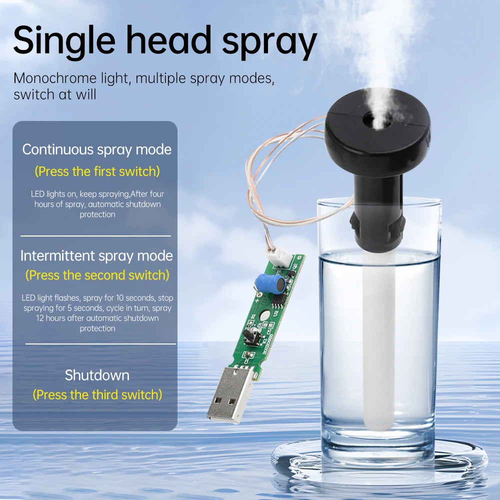 DC5V USB Ultrasonic Sprayer Humidifier Atomizer Driving Module Mini Humidifier DIY Kits 108KHZ 4/12 Hours Automatic Power Off