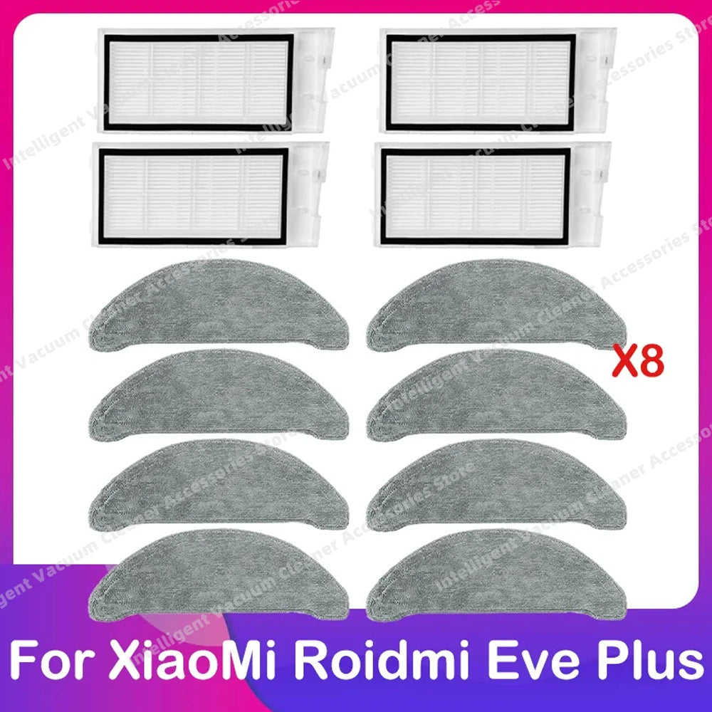 Compatible for Xiaomi Roidmi Eve Plus Robot Vacuum Cleaner Spare Main Side Brush HEPA Filter Dust Bag Mop Cloth Parts