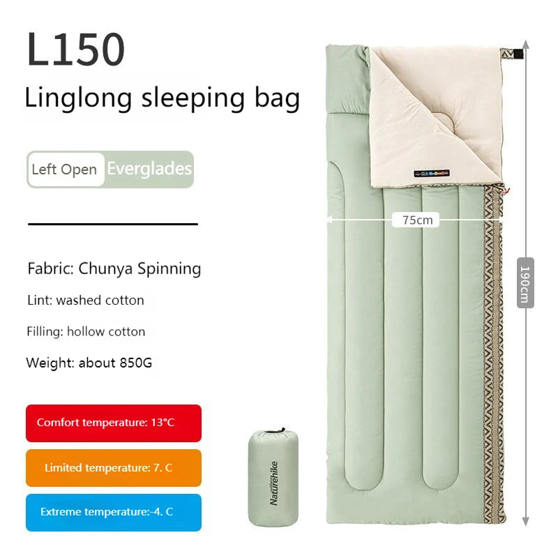 Naturehike Cotton Sleeping Bag Outdoor Camping Single Autumn And Winter Warm And Thick Splicable Breathable Sleeping Bag