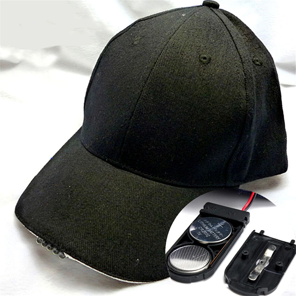 LED Lamp Cap Battery Powered Hat with LED Light Flashlight Headlamp for Outdoor Fishing Jogging Baseball Cap Hiking Caps